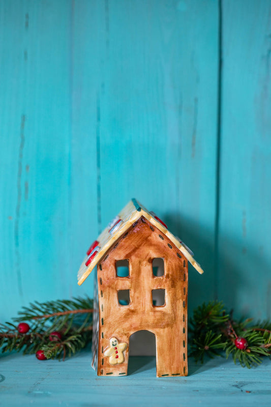 Festive house tea light holders