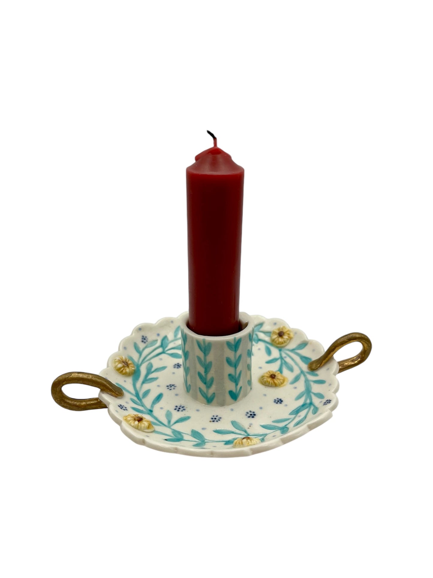 Scalloped edge candle holders with handle