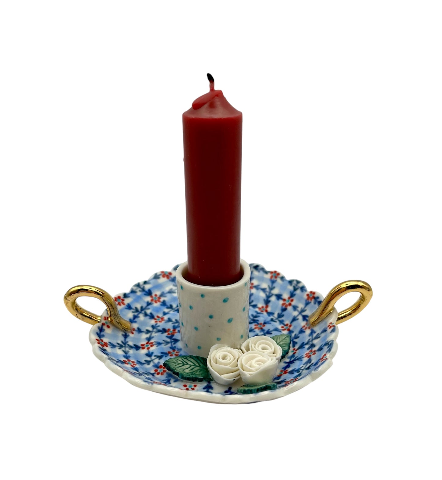 Scalloped edge candle holders with handle