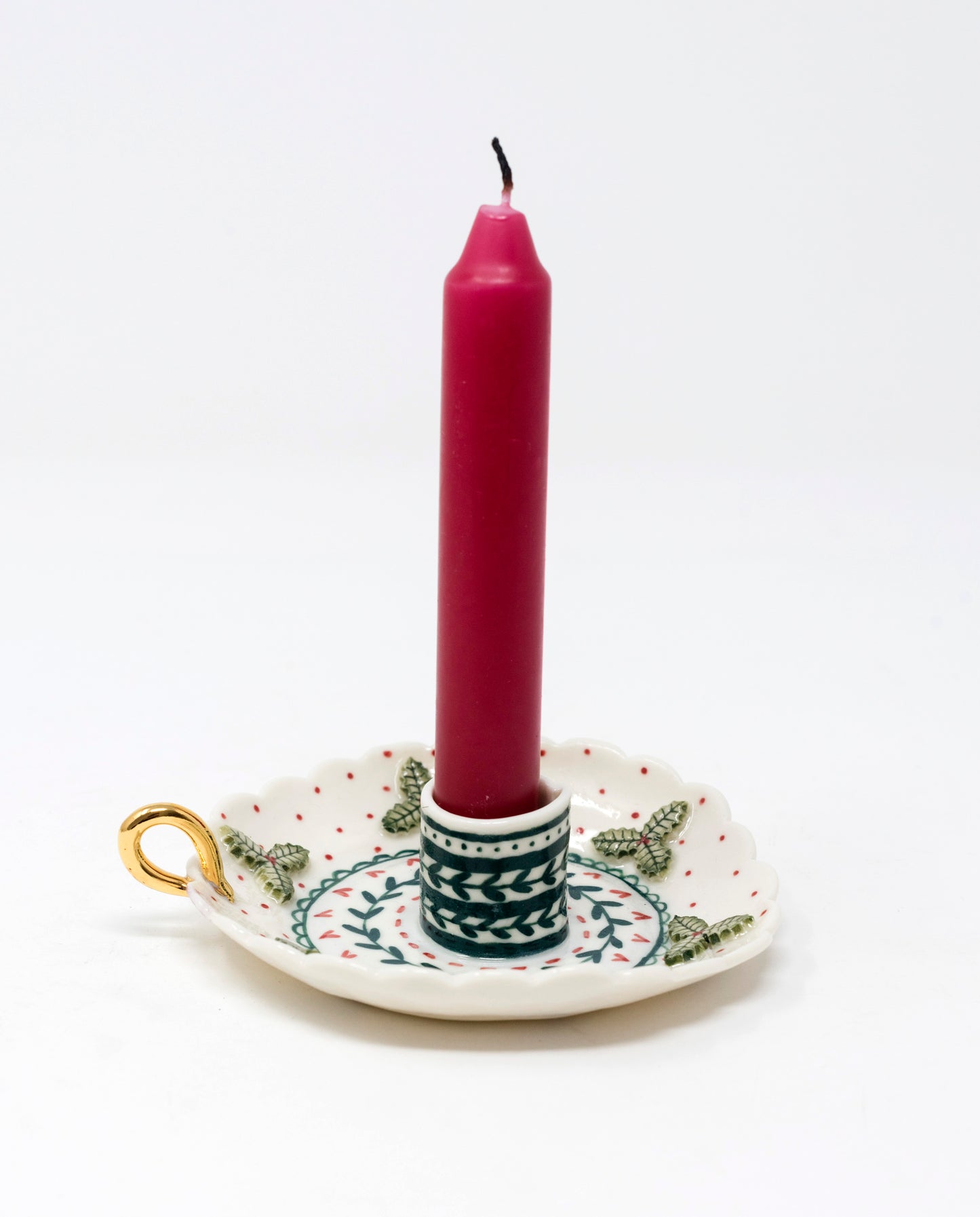 Scalloped edge candle holders with handle