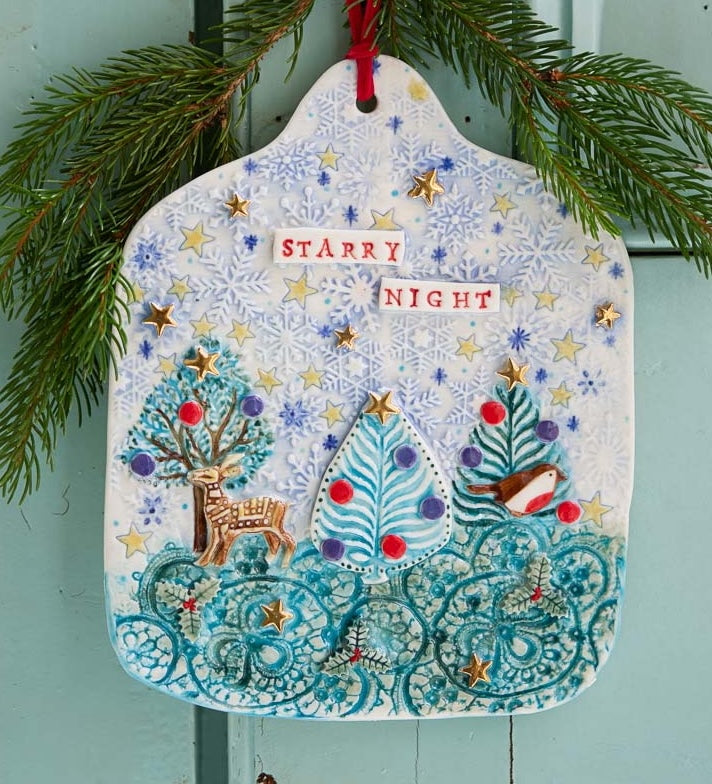 Porcelain Christmas themed hanging plaque