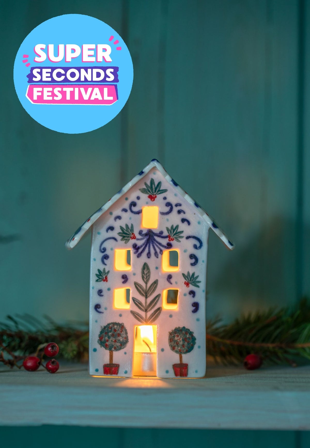 SUPER SECONDS FESTIVAL Festive house tea light holders