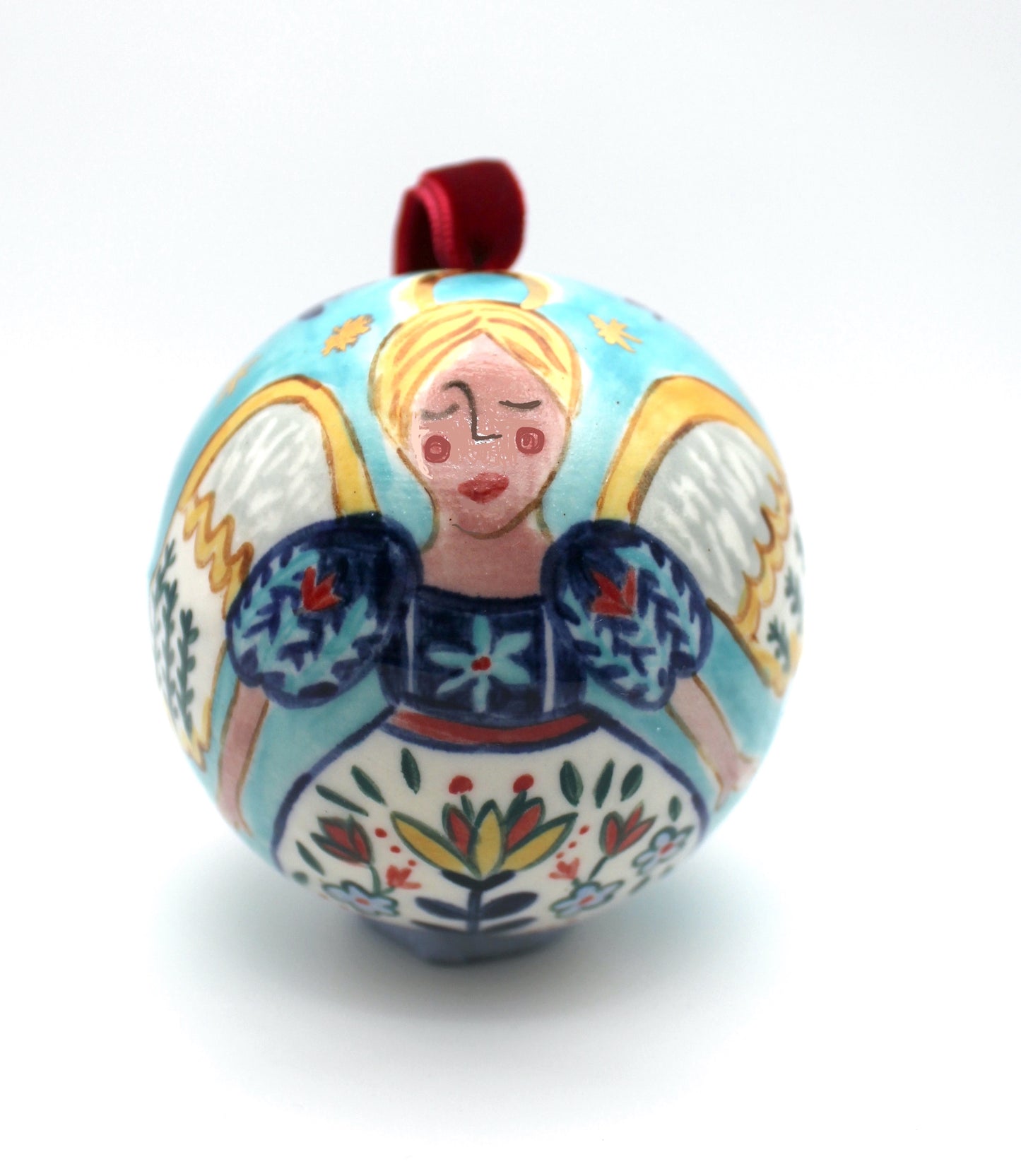 Festive hand-painted baubles
