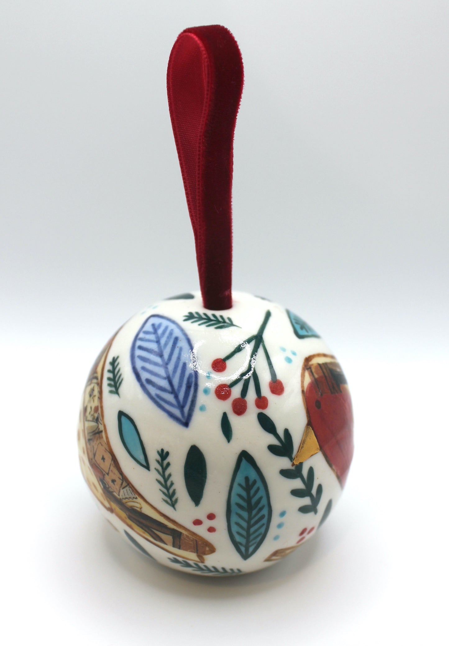 Festive hand-painted baubles