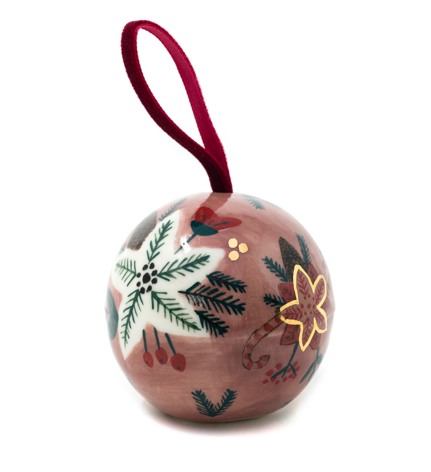 Festive hand-painted baubles