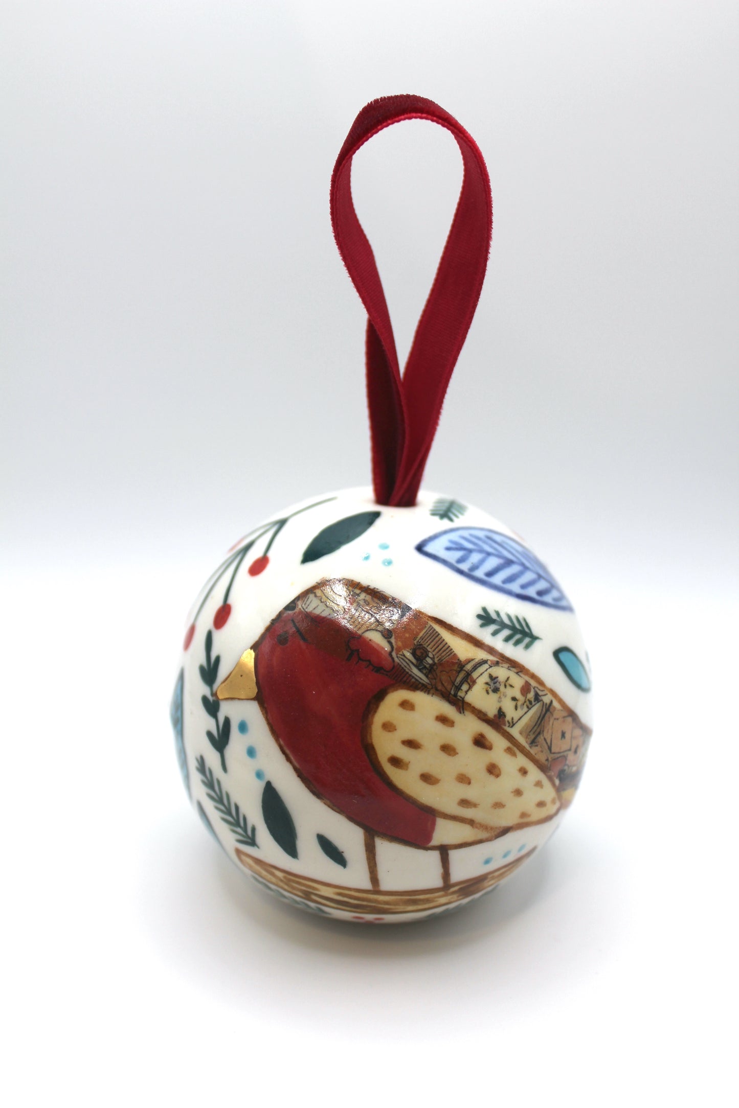Festive hand-painted baubles