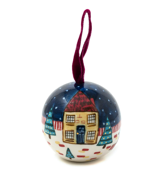 Festive hand-painted baubles