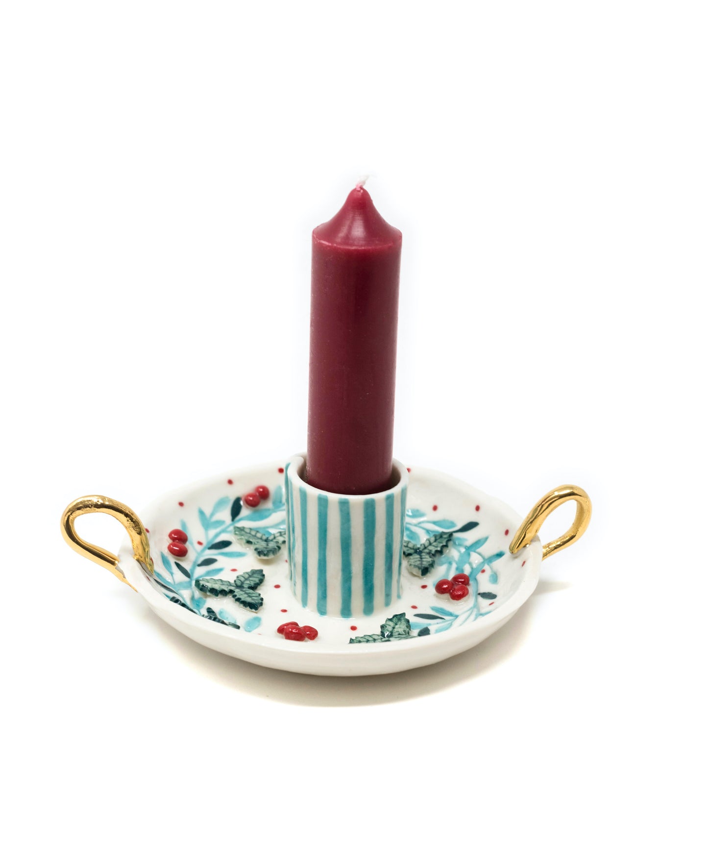 Scalloped edge candle holders with handle